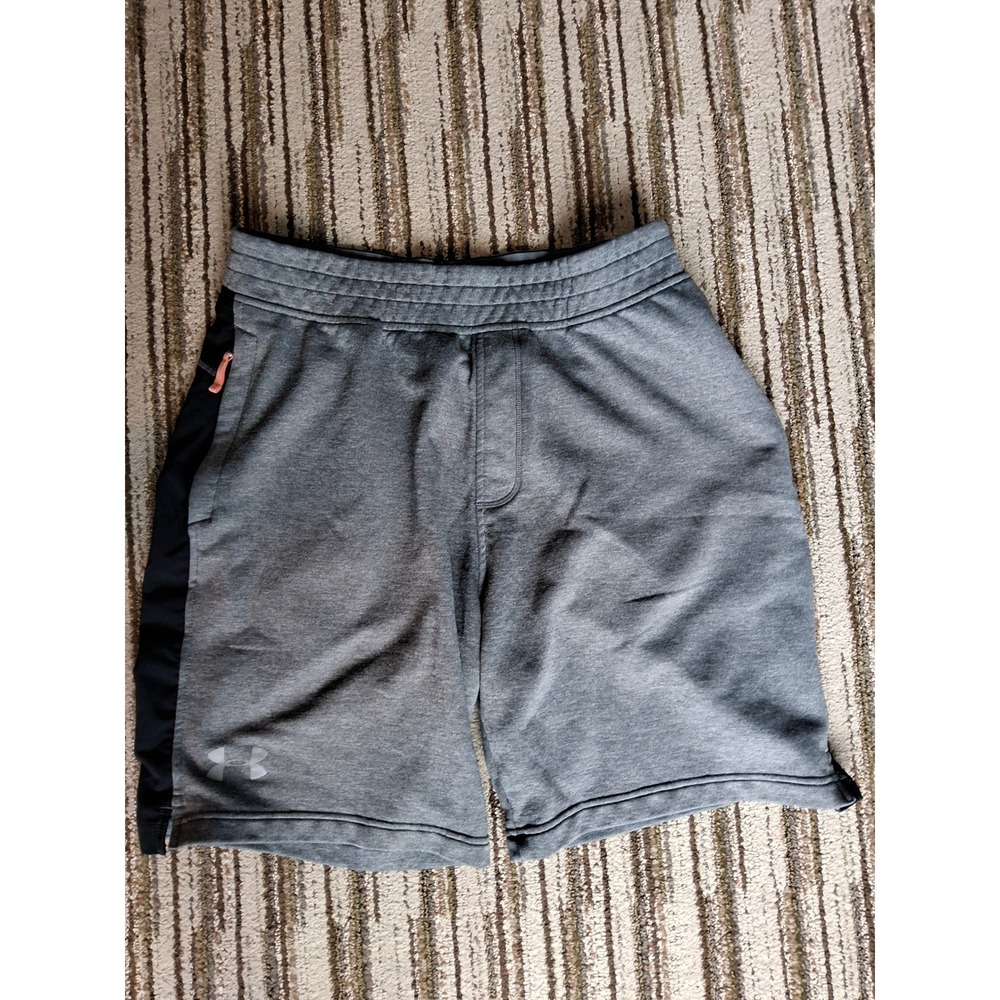 Under Armour Mens Gray Black Loose Fit Athletic Gym Training Shorts Large